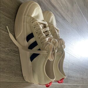 Adidas Cream Sneakers with Navy Accents